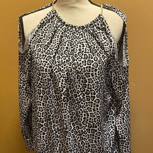 MICHAEL Michael Kors Leopard Print Blouse Open shoulder